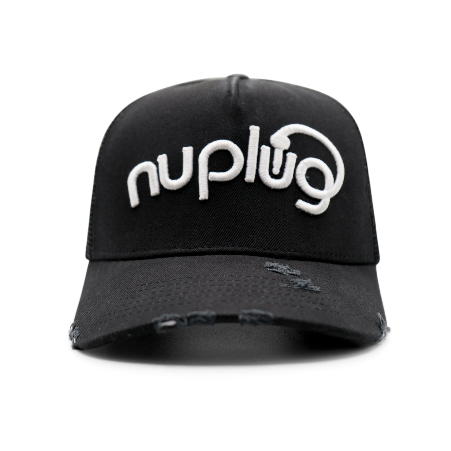 Black and White Distressed Trucker Hat