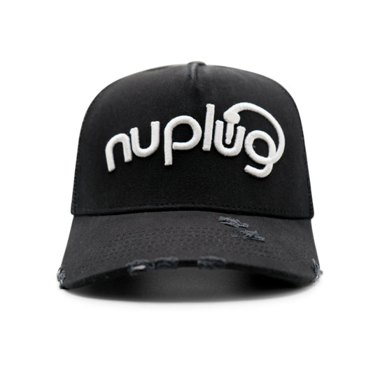 Black and White Distressed Trucker Hat