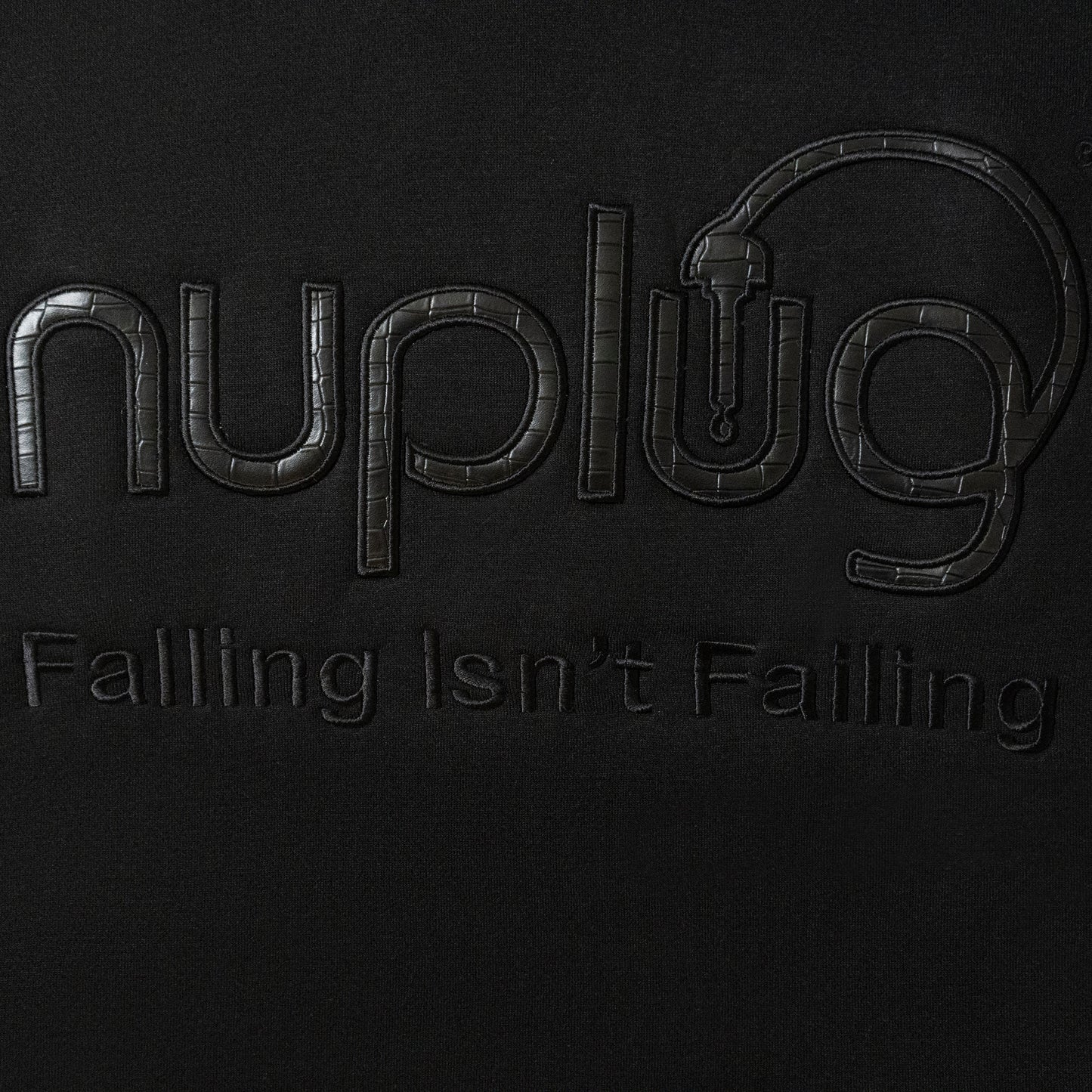 Black on Black Hoodie "Falling isn't Failing"