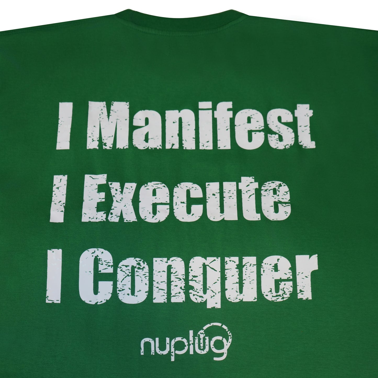 Green and White Distressed T Shirt