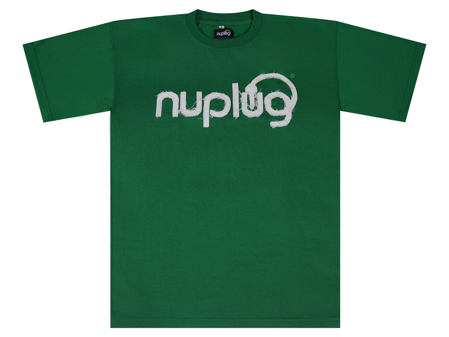 Green and White Distressed T Shirt
