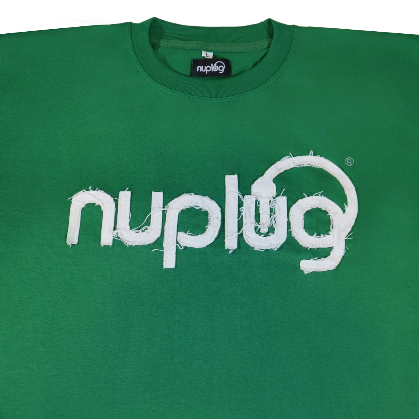 Green and White Distressed T Shirt