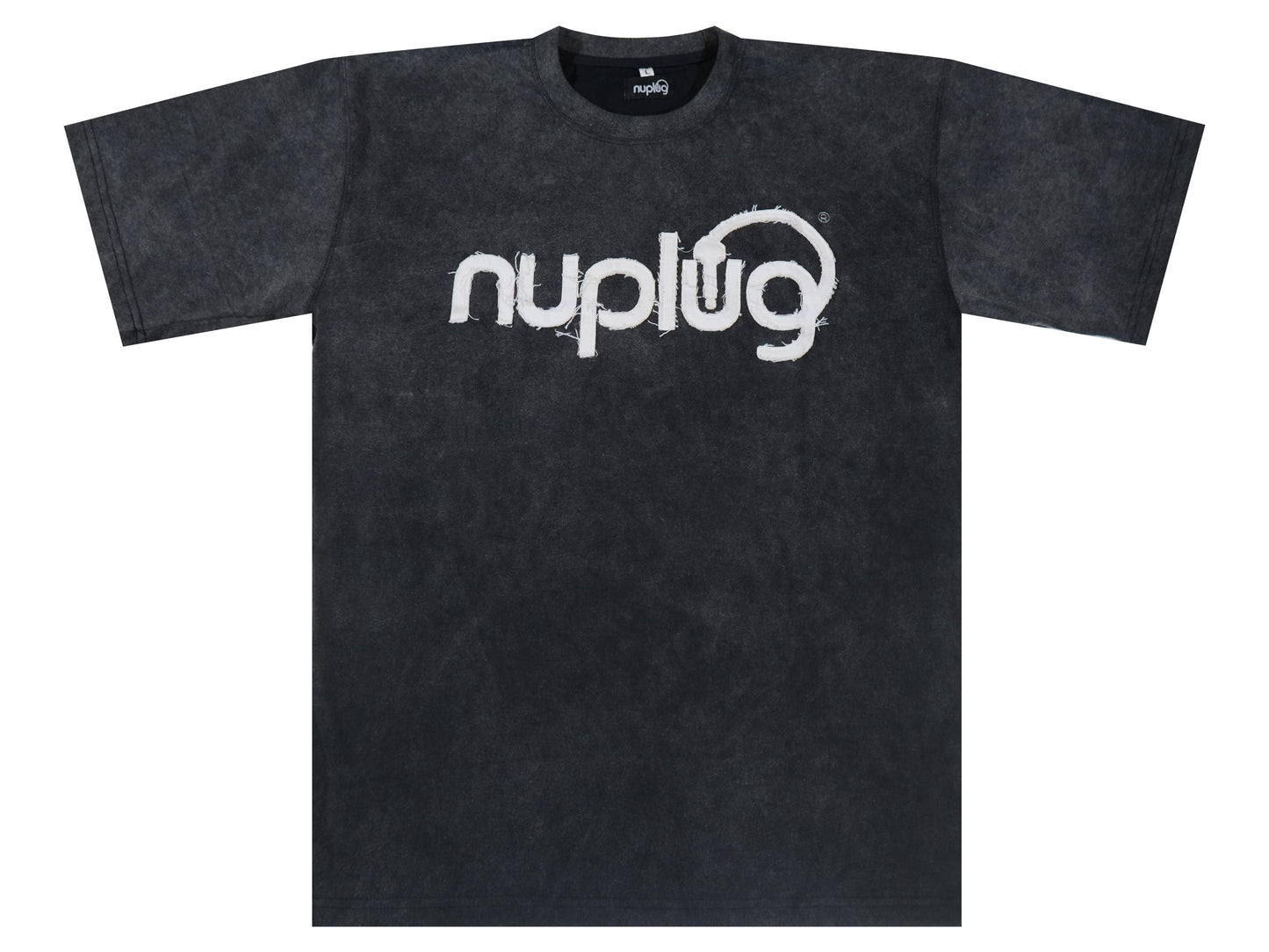 Black Acid Wash and White Distressed T Shirt