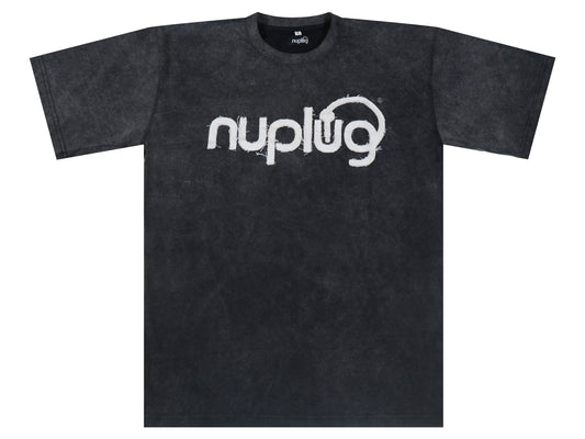 Black Acid Wash and White Distressed T Shirt