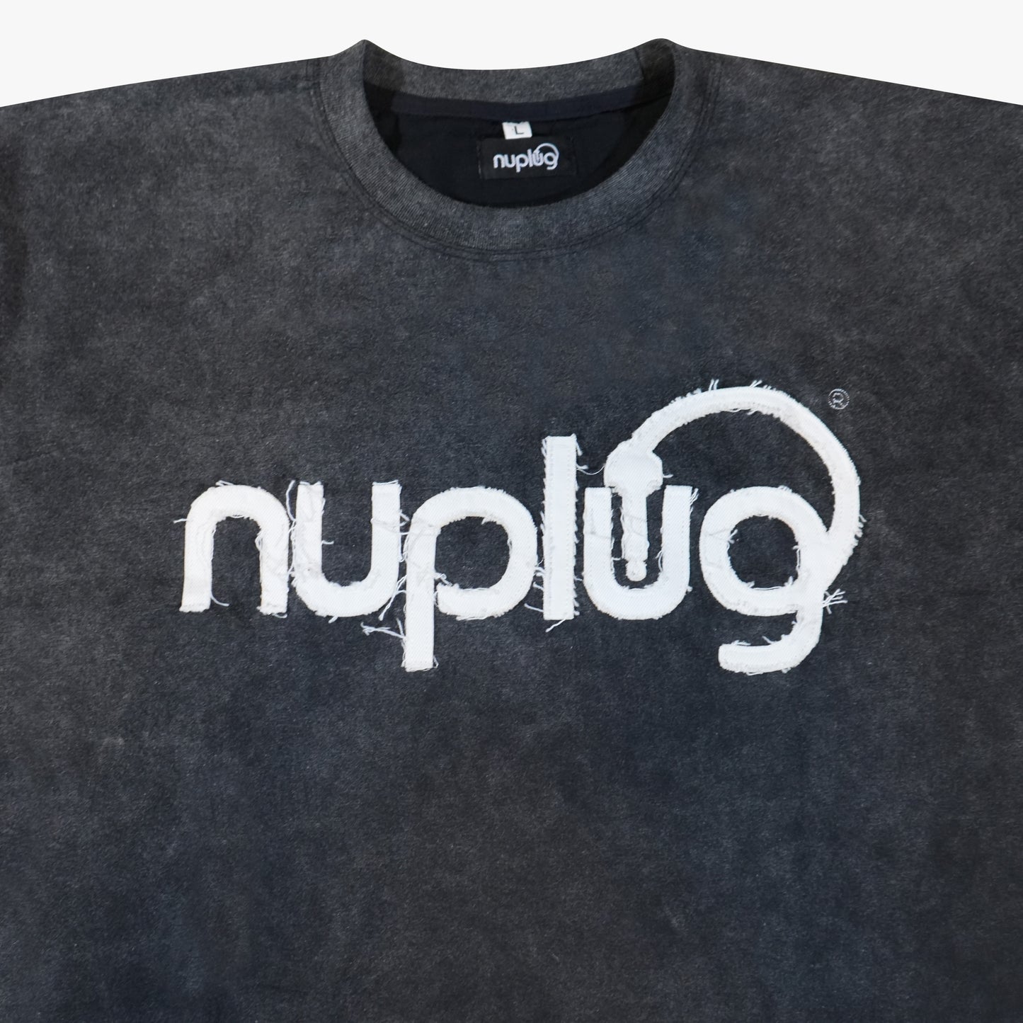 Black Acid Wash and White Distressed T Shirt