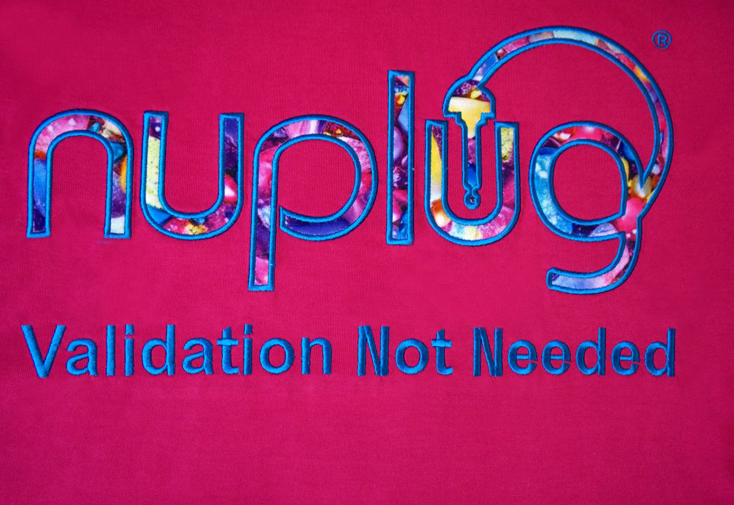 VALIDATION NOT NEEDED… “Hot Pink with Blue Design Embroidery ” Crop Top T Shirt