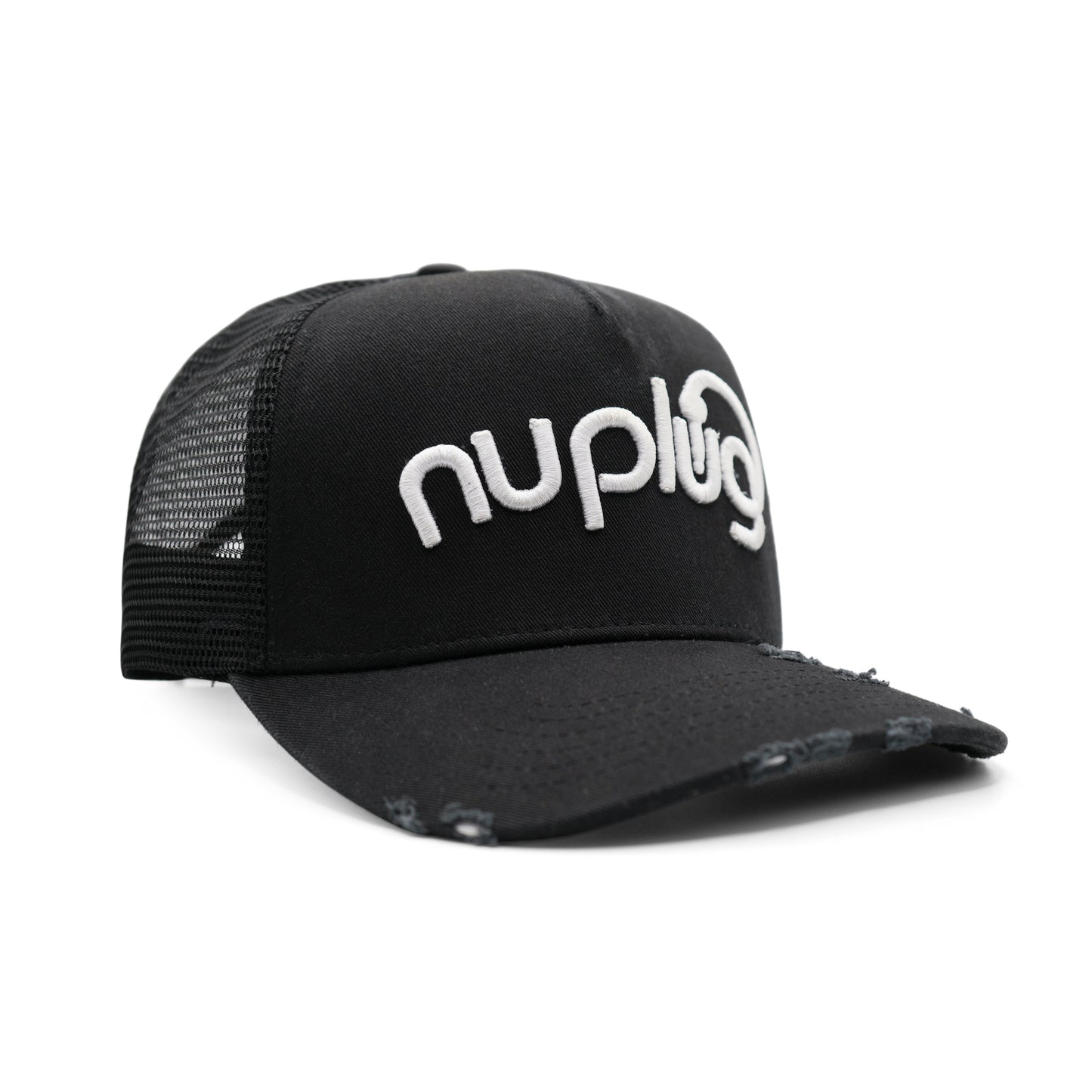 Black and White Distressed Trucker Hat