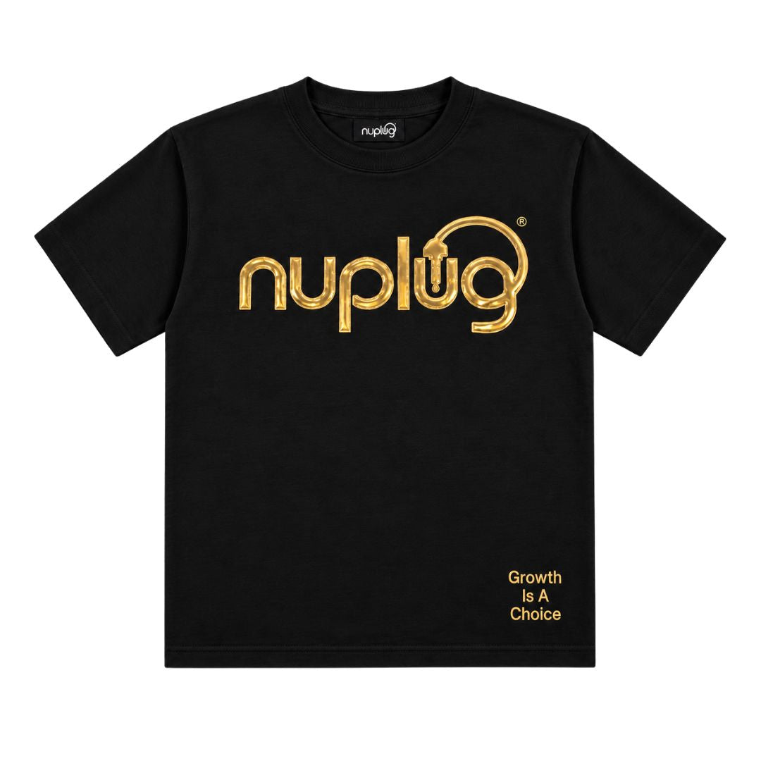 BLACK AND GOLD "GROWTH IS A CHOICE" T SHIRT