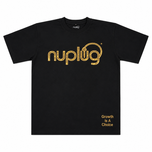 BLACK AND GOLD "GROWTH IS A CHOICE" T SHIRT