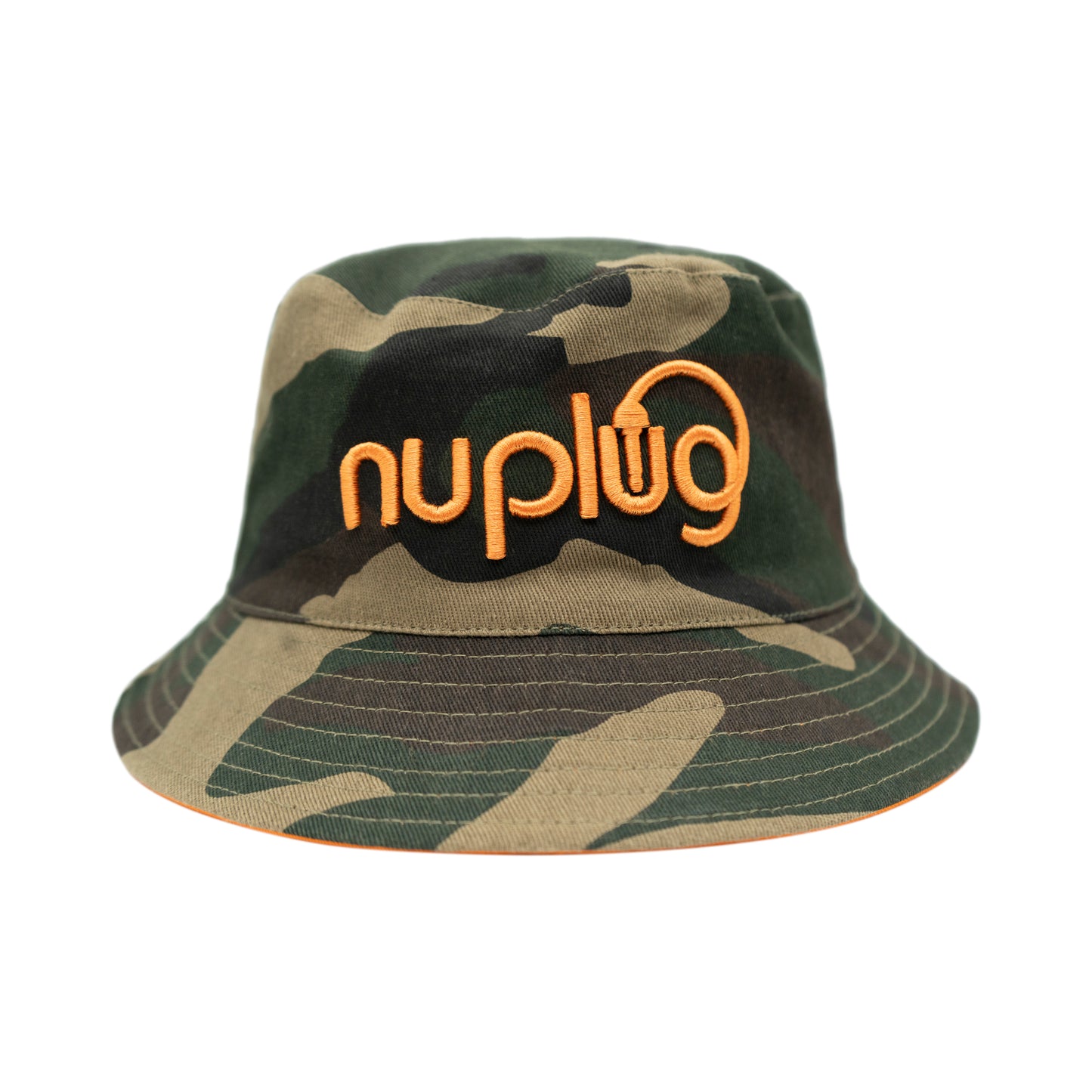 Reversible Camouflage and Orange Bucket Hat