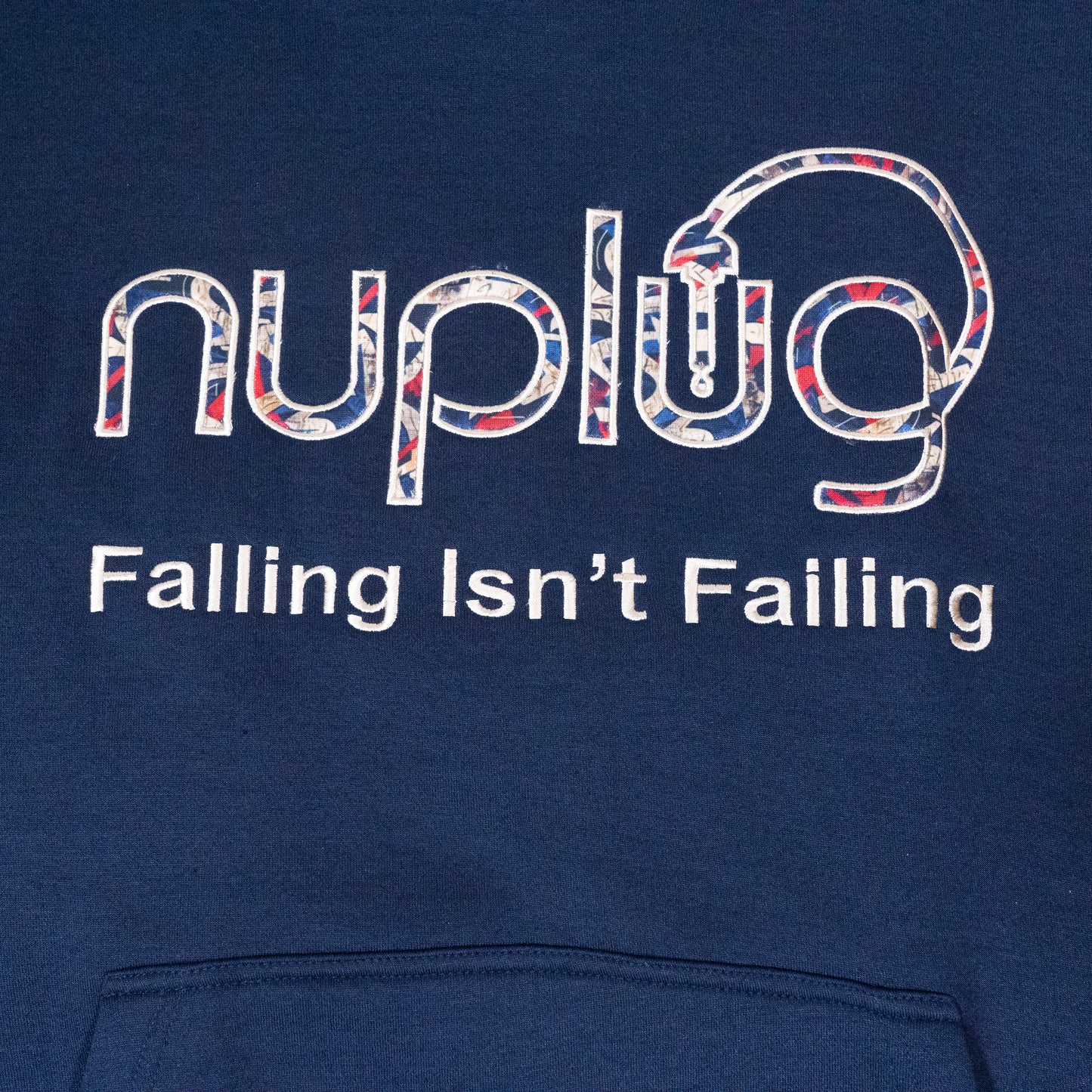 Navy Blue and Cream "Falling isn't Failing" Hoodie