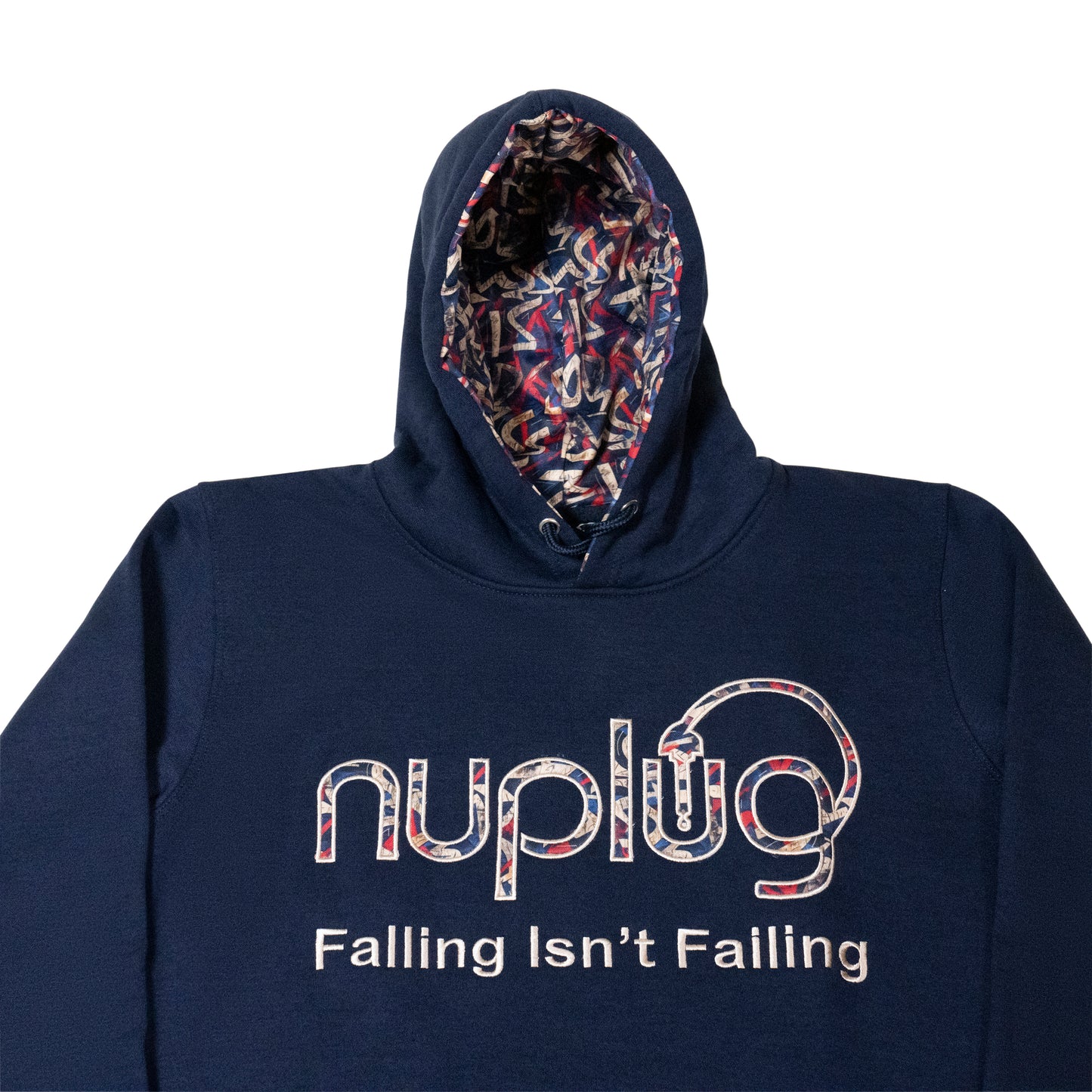 Navy Blue and Cream "Falling isn't Failing" Hoodie