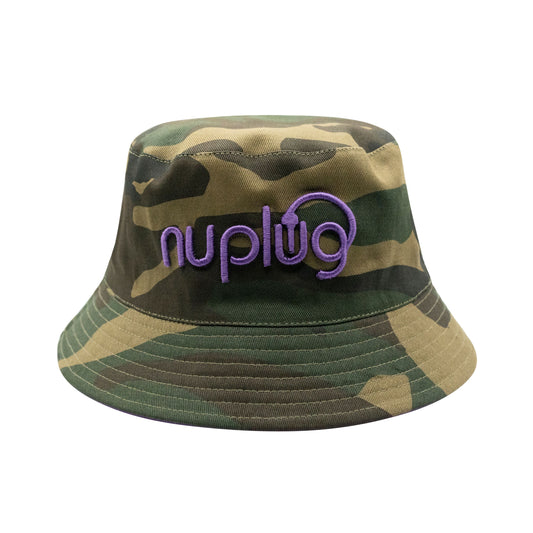 Reversible Camouflage and Purple Bucket Hat