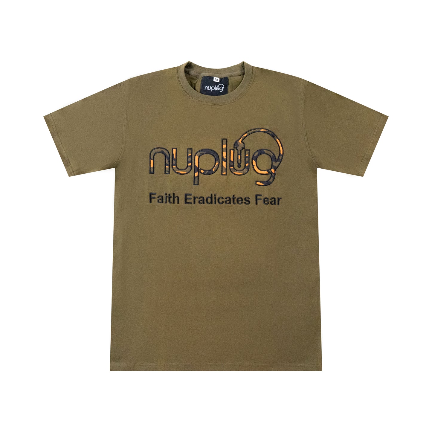 "Faith Eradicates Fear" Olive and Orange T Shirt