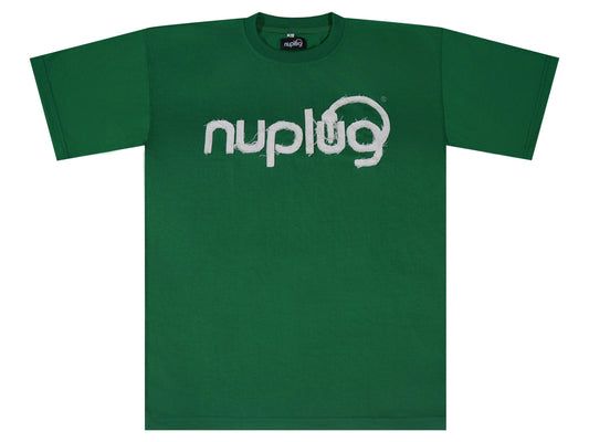 Green and White Distressed T Shirt