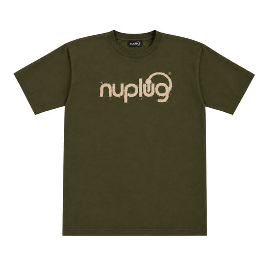 Olive and Tan Distressed T Shirt