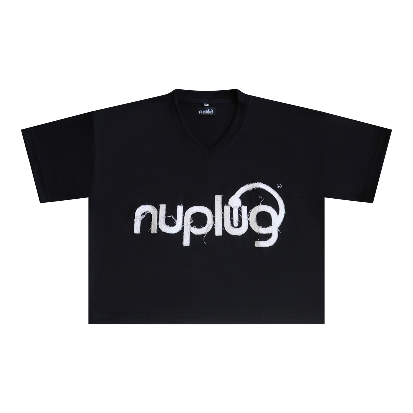 Black and White Distressed Crop Top T Shirt