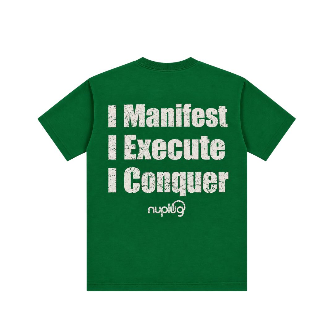 Green and White Distressed T Shirt