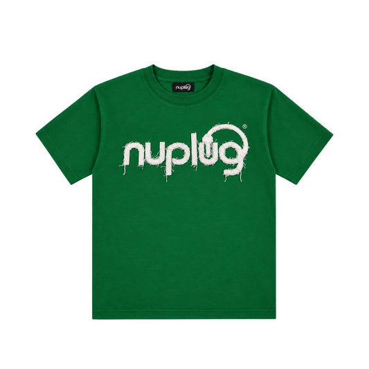 Green and White Distressed T Shirt
